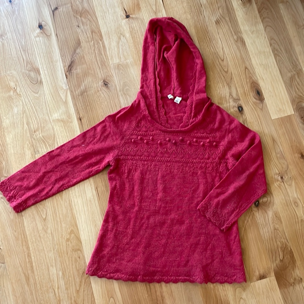 Red hooded Anthropologie Moth sweater M